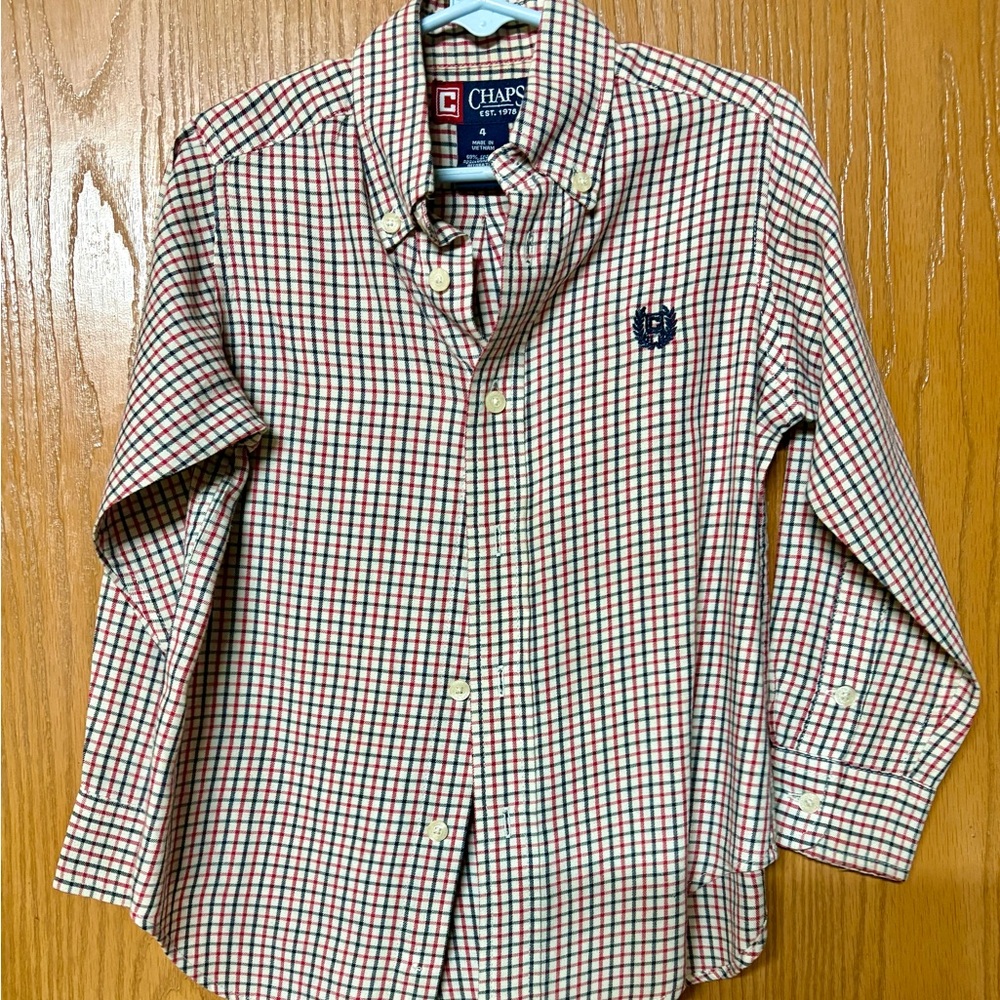 Boys Chaps Red and White Plaid Shirt Sz 4